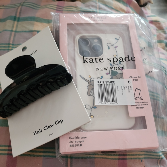Kate Spade iPhone 13 Pro Case and Black Hair Claw Clip - Picture 1 of 5